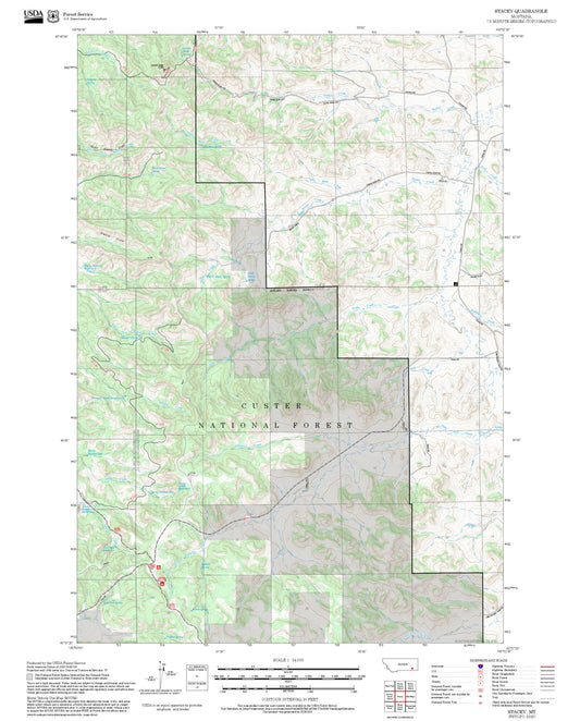 2025 Forest Service Topo Map of Stacey Montana