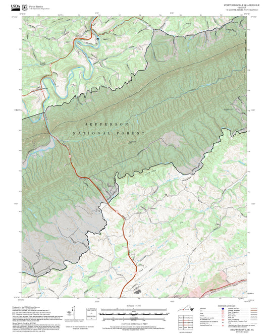 2025 Forest Service Topo Map of Staffordsville Virginia