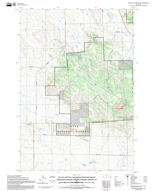 2025 Forest Service Topo Map of Stagville Draw Montana