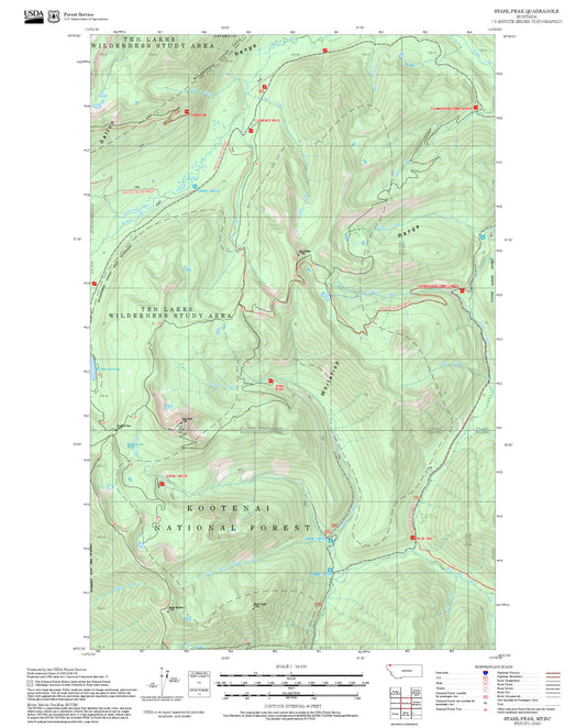 2025 Forest Service Topo Map of Stahl Peak Montana