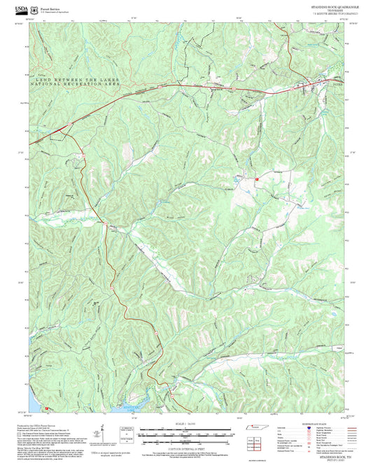2025 Forest Service Topo Map of Standing Rock Tennessee