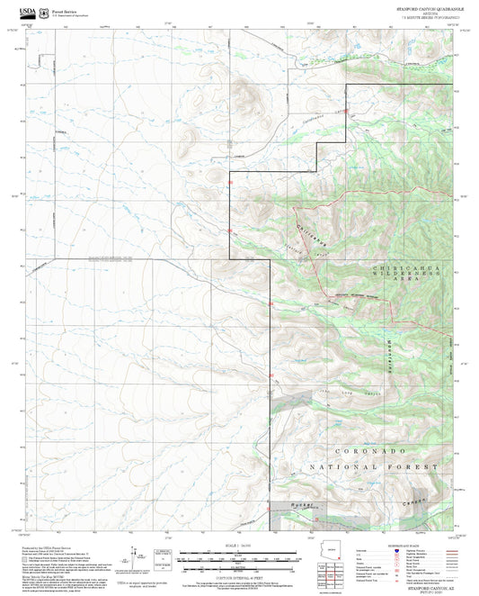 2025 Forest Service Topo Map of Stanford Canyon Arizona