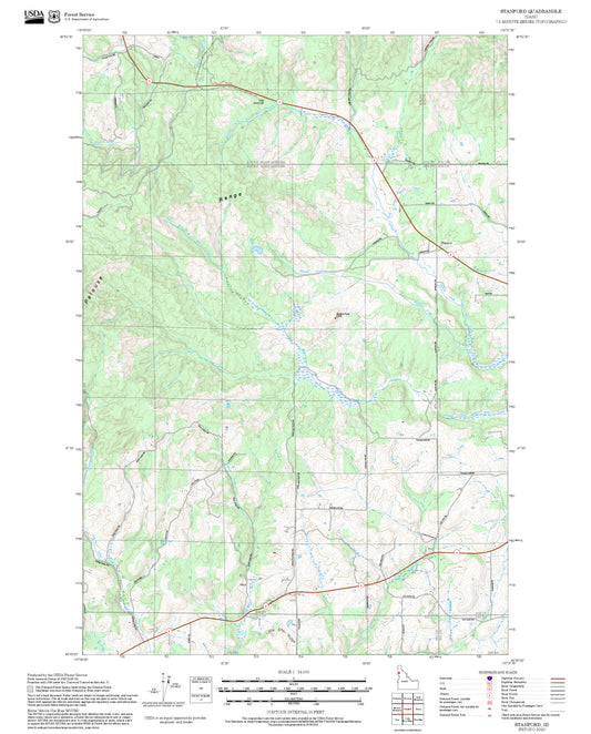 2025 Forest Service Topo Map of Stanford Idaho