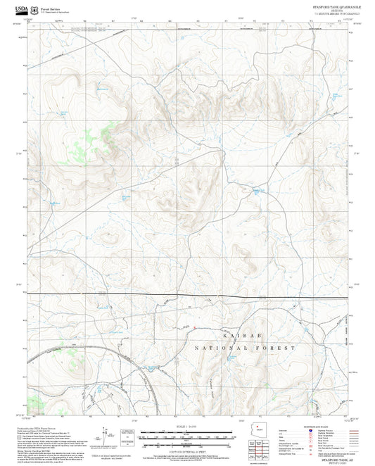 2025 Forest Service Topo Map of Stanford Tank Arizona