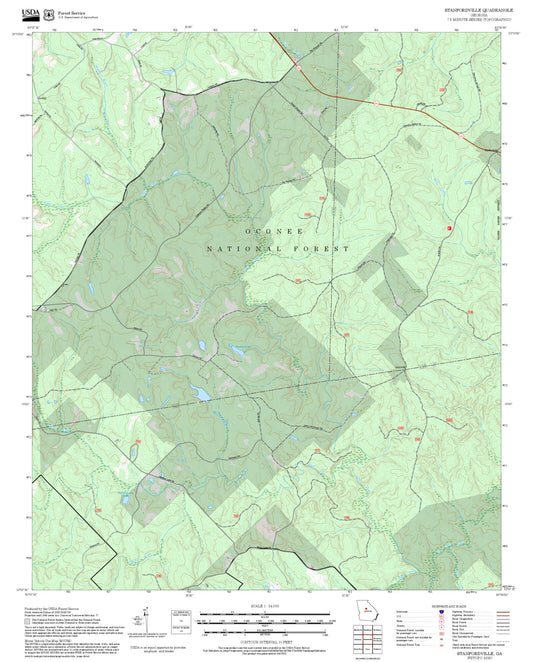 2025 Forest Service Topo Map of Stanfordville Georgia
