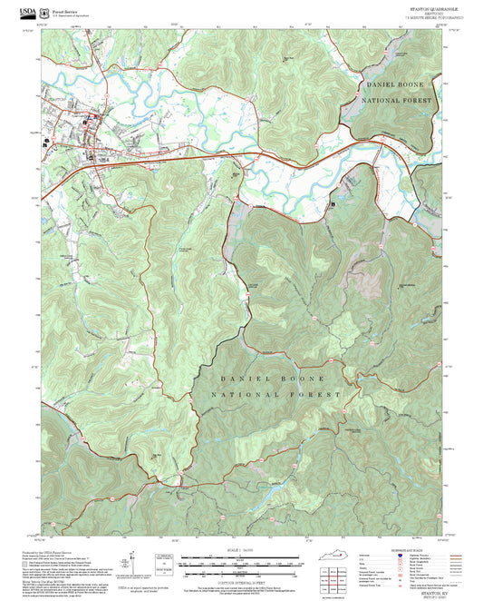 2025 Forest Service Topo Map of Stanton Kentucky