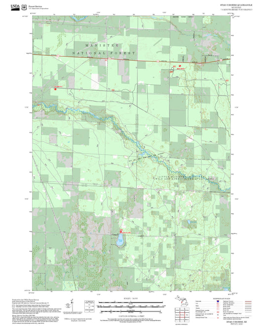 2025 Forest Service Topo Map of Star Corners Michigan