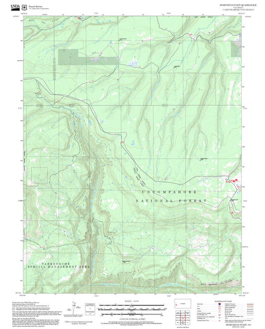 2025 Forest Service Topo Map of Starvation Point Colorado