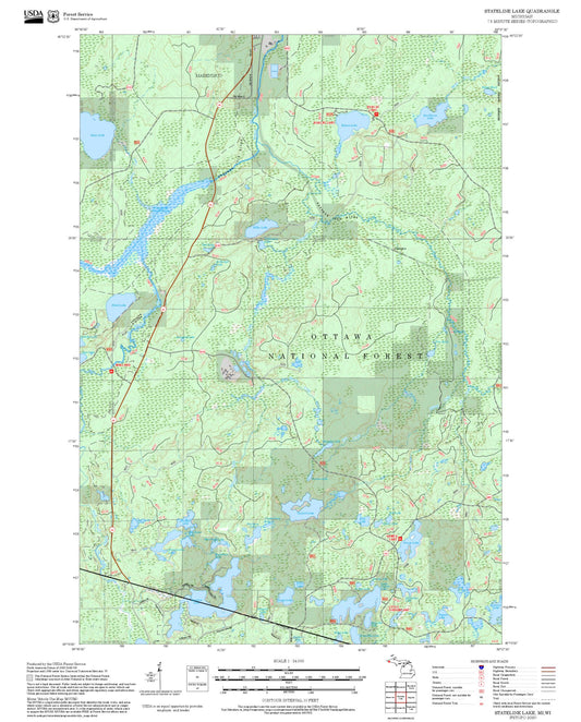 2025 Forest Service Topo Map of Stateline Lake Michigan
