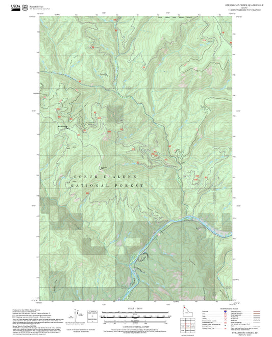 2025 Forest Service Topo Map of Steamboat Creek Idaho