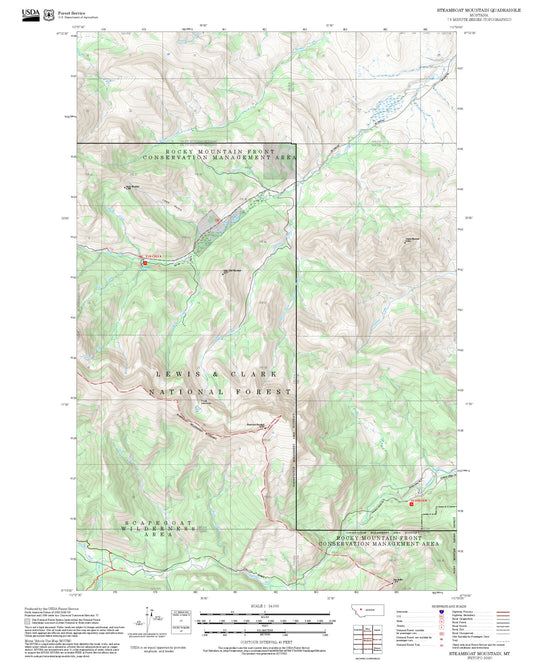 2025 Forest Service Topo Map of Steamboat Mountain Montana