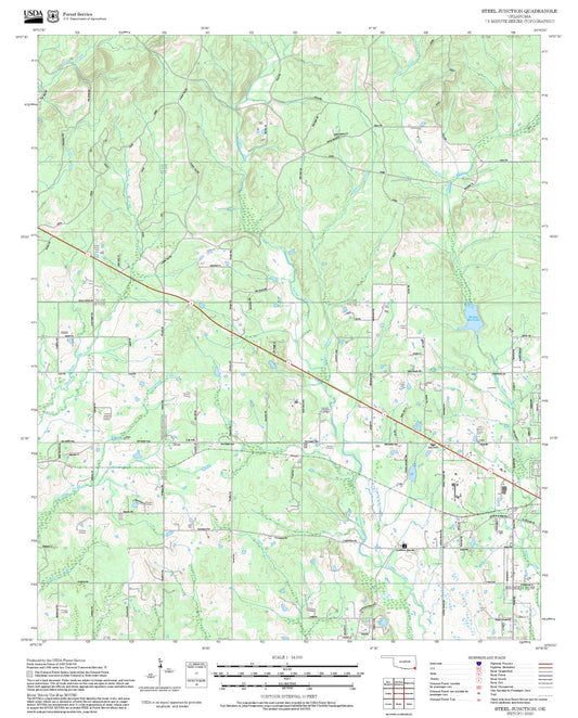 2025 Forest Service Topo Map of Steel Junction Oklahoma