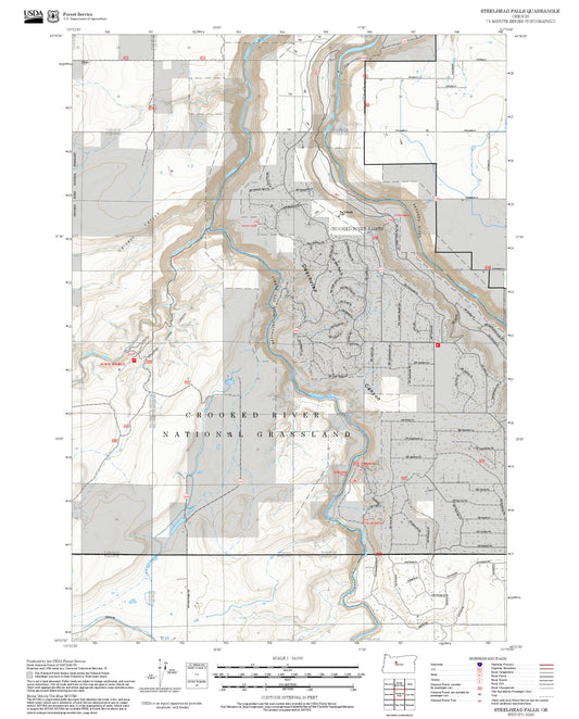 2025 Forest Service Topo Map of Steelhead Falls Oregon