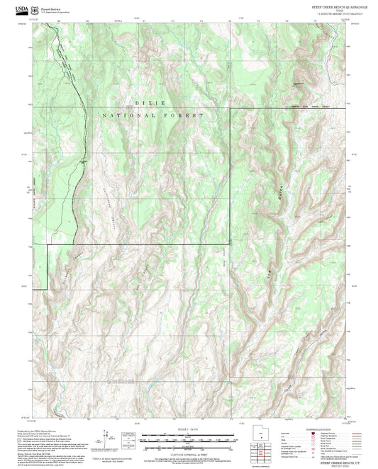 2025 Forest Service Topo Map of Steep Creek Bench Utah