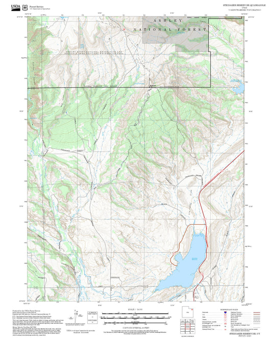 2025 Forest Service Topo Map of Steinaker Reservoir Utah