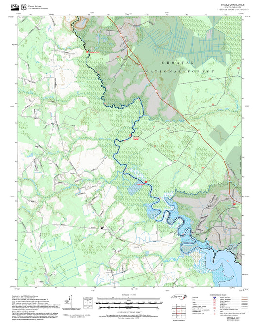 2025 Forest Service Topo Map of Stella North Carolina