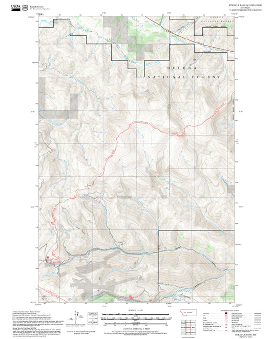 2025 Forest Service Topo Map of Stemple Pass Montana