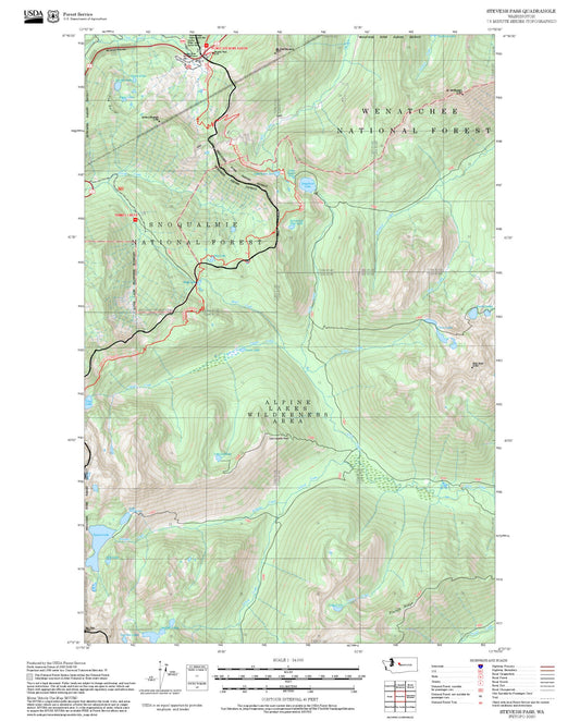 2025 Forest Service Topo Map of Stevens Pass Washington