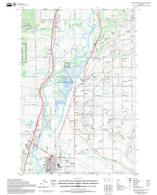 2025 Forest Service Topo Map of Stevensville Montana