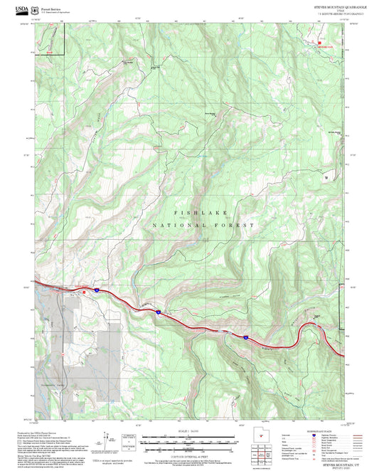2025 Forest Service Topo Map of Steves Mountain Utah