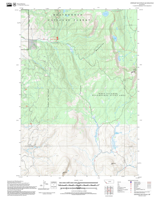 2025 Forest Service Topo Map of Stewart Mountain Montana