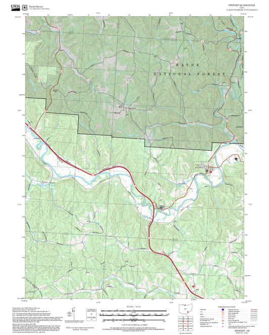 2025 Forest Service Topo Map of Stewart Ohio