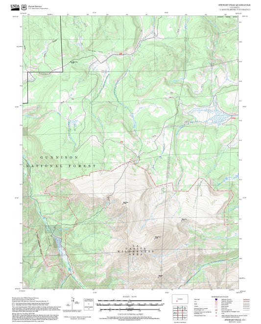 2025 Forest Service Topo Map of Stewart Peak Colorado