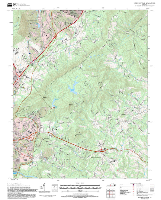 2025 Forest Service Topo Map of Stewartsville Virginia