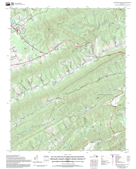 2025 Forest Service Topo Map of Stickleyville Virginia