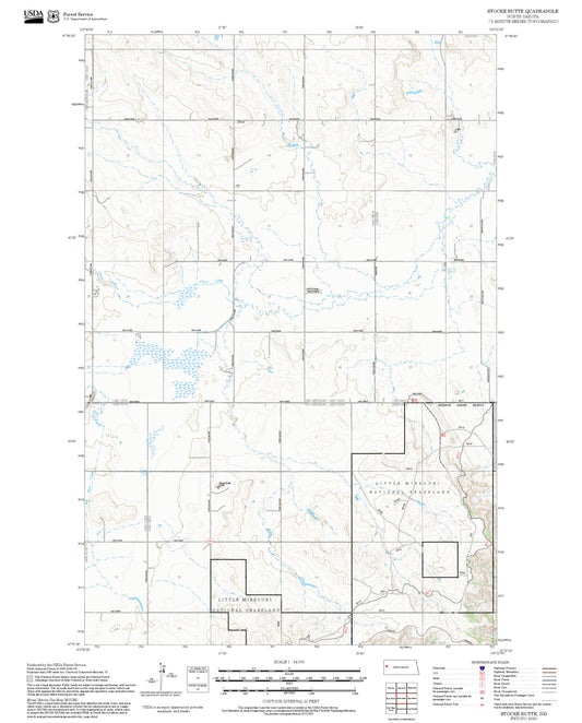 2025 Forest Service Topo Map of Stocke Butte North Dakota