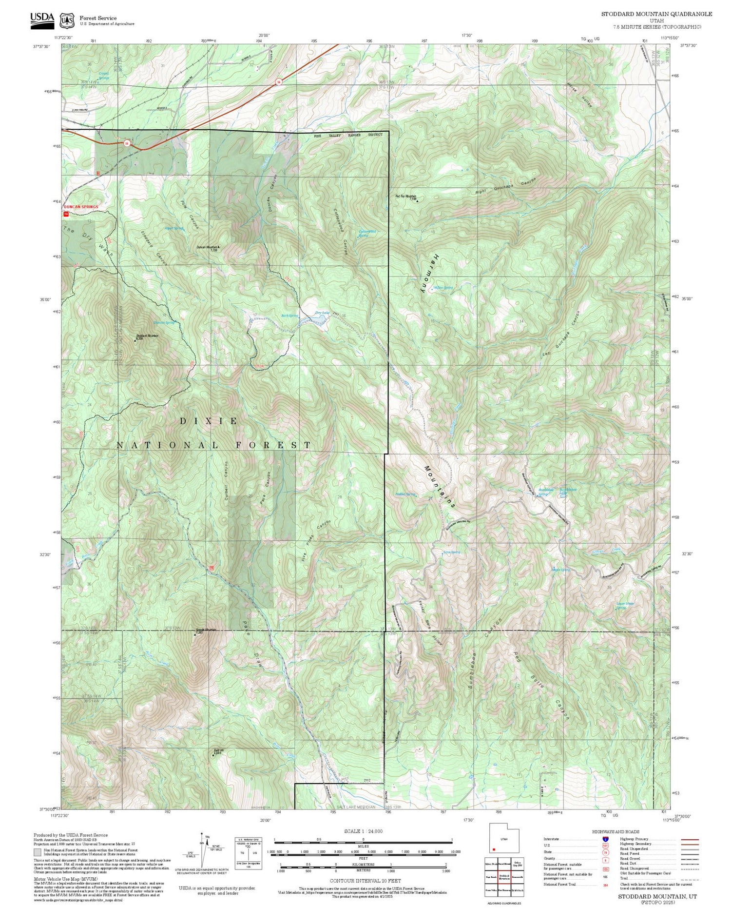 2025 Forest Service Topo Map of Stoddard Mountain Utah