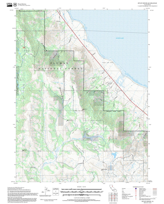 2025 Forest Service Topo Map of Stony Ridge California