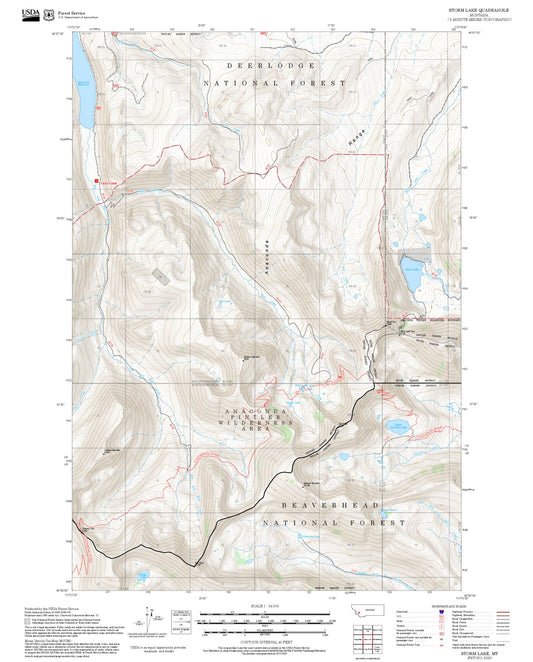 2025 Forest Service Topo Map of Storm Lake Montana