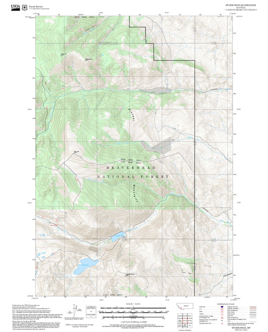 2025 Forest Service Topo Map of Storm Peak Montana