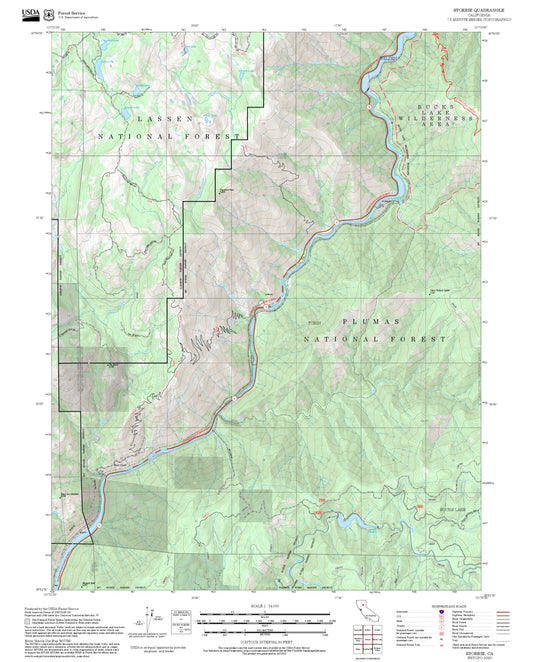 2025 Forest Service Topo Map of Storrie California