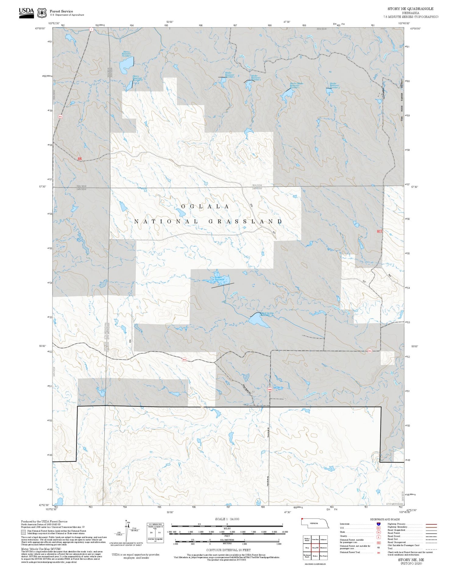 2025 Forest Service Topo Map of Story NE Nebraska