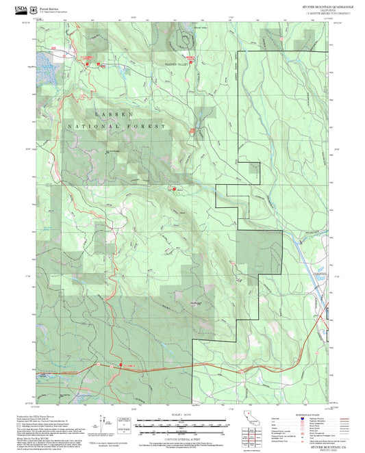 2025 Forest Service Topo Map of Stover Mountain California