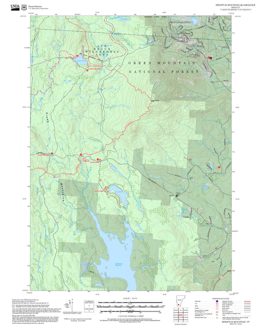 2025 Forest Service Topo Map of Stratton Mountain Vermont