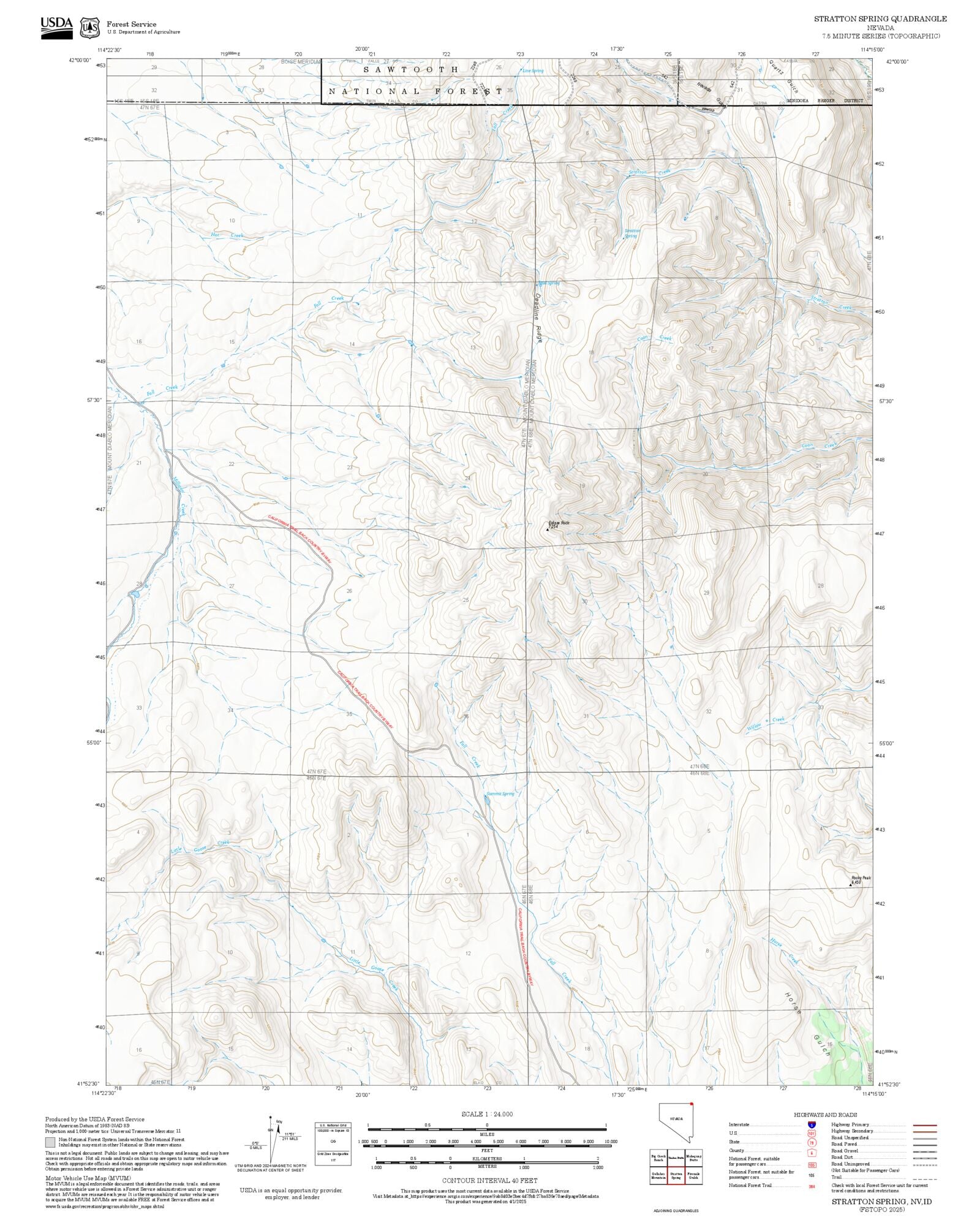 2025 Forest Service Topo Map of Stratton Spring Nevada – MyTopo Map Store