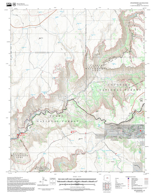 2025 Forest Service Topo Map of Strawberry Arizona