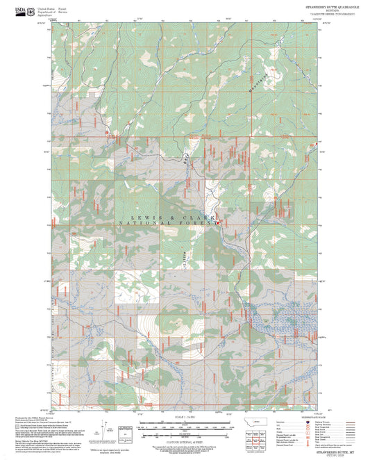 2025 Forest Service Topo Map of Strawberry Butte Montana