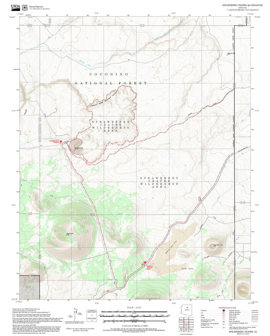 2025 Forest Service Topo Map of Strawberry Crater Arizona