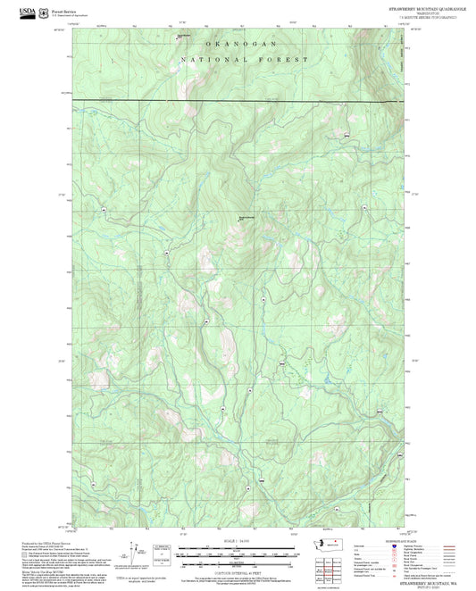 2025 Forest Service Topo Map of Strawberry Mountain Washington