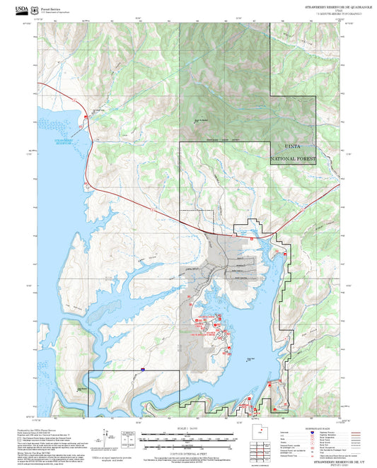 2025 Forest Service Topo Map of Strawberry Reservoir NE Utah