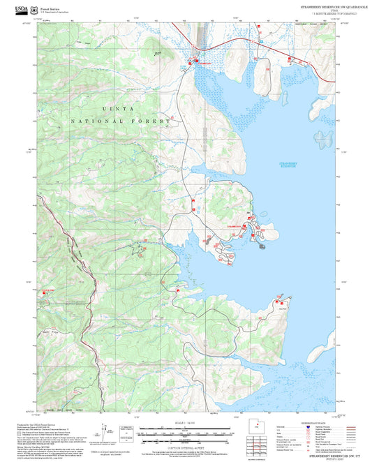 2025 Forest Service Topo Map of Strawberry Reservoir NW Utah