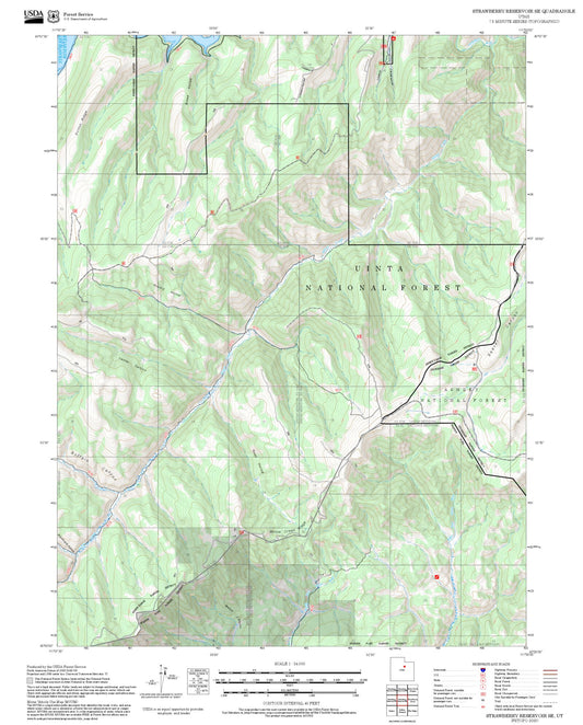 2025 Forest Service Topo Map of Strawberry Reservoir SE Utah