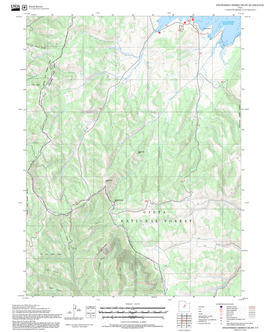 2025 Forest Service Topo Map of Strawberry Reservoir SW Utah