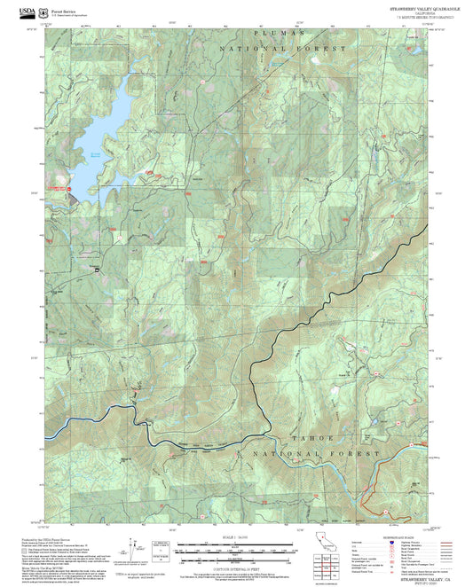 2025 Forest Service Topo Map of Strawberry Valley California
