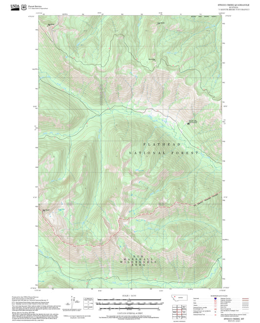 2025 Forest Service Topo Map of String Creek Montana