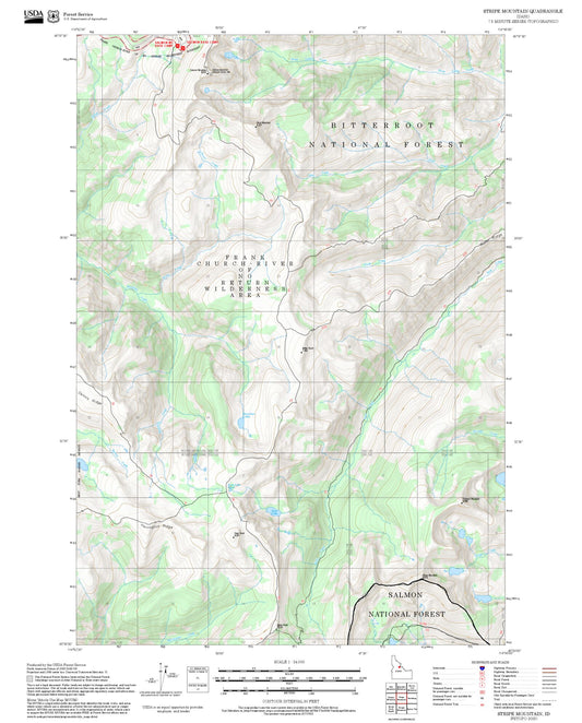 2025 Forest Service Topo Map of Stripe Mountain Idaho